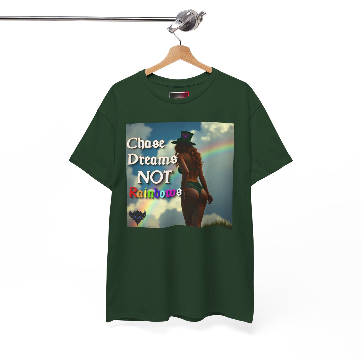 "Chase Dreams NOT Rainbows" Unisex Heavy Cotton Tee - Inspirational Graphic T-Shirt for Dreamers & Free Spirits