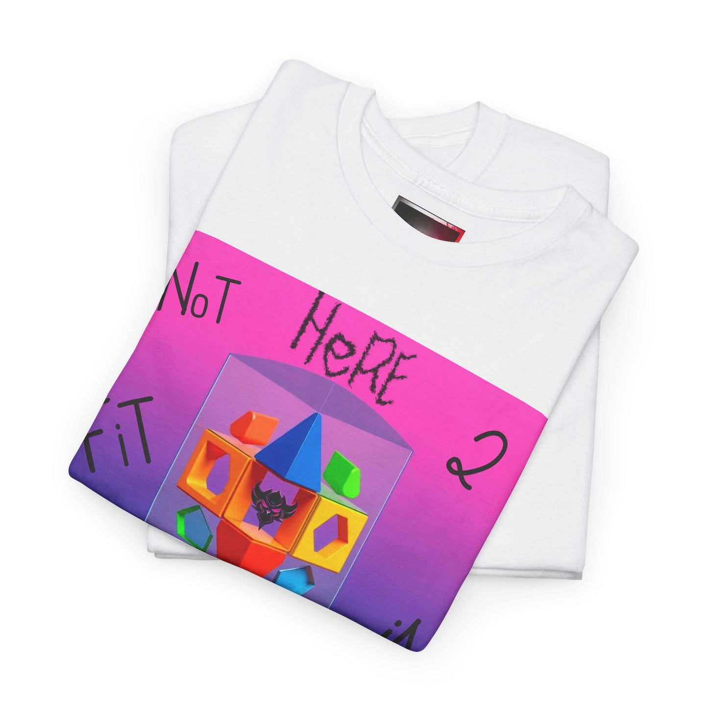 Unisex Heavy Cotton Tee - "Not Here 2 Fit In" Colorful Graphic Tee for Creative Souls
