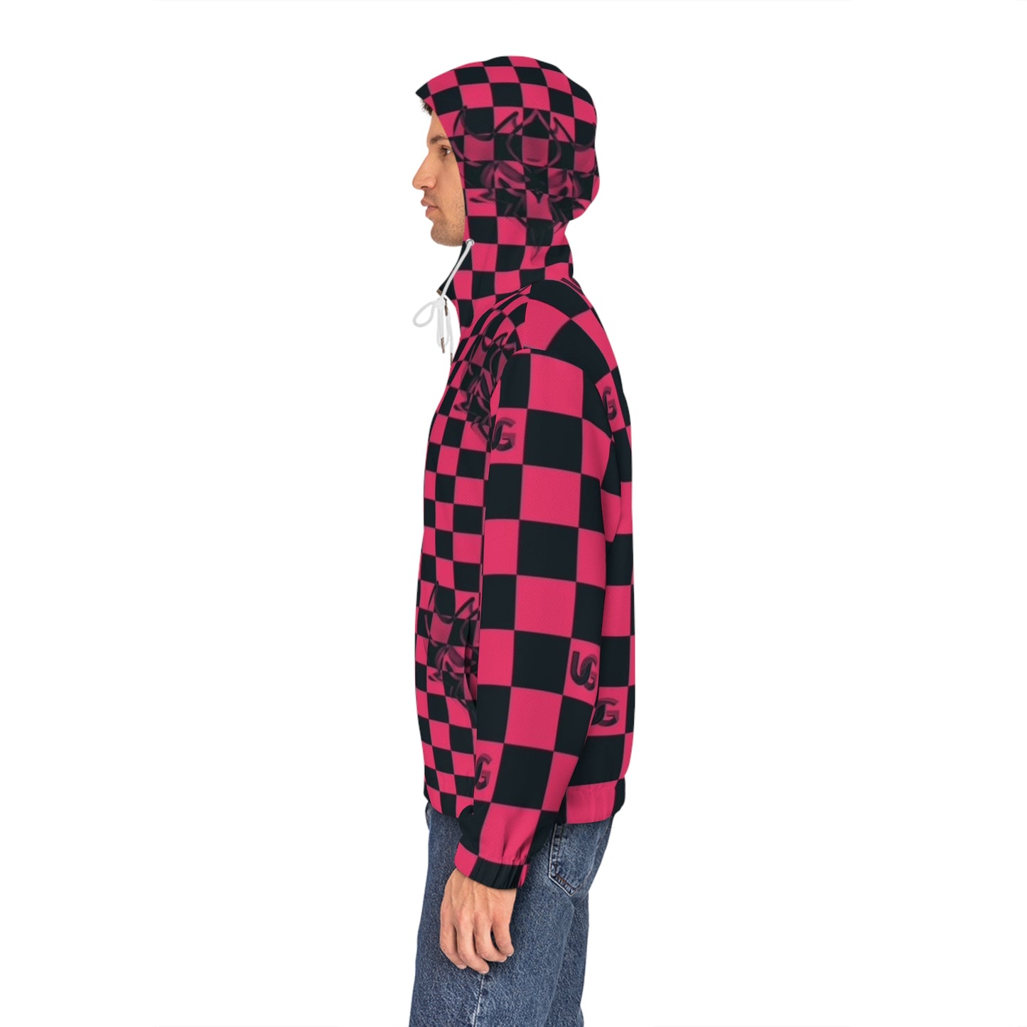 Red & Black Ungodly Checkerboard Full-Zip Hoodie — Retro Skate Streetwear