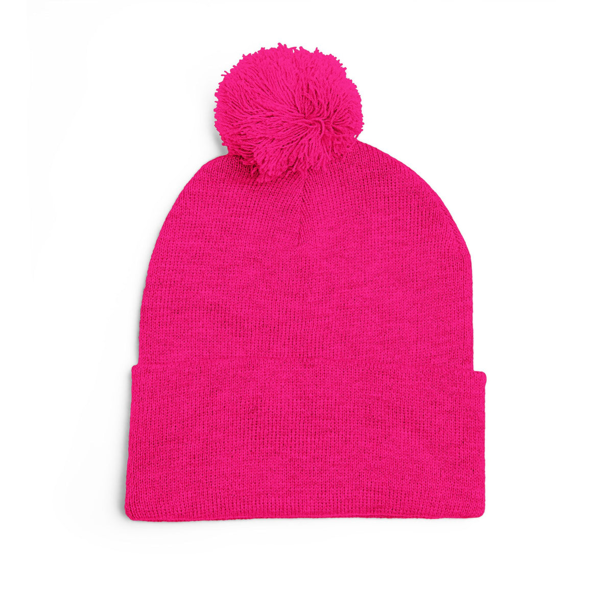 Blue and Gray Pom-Pom Knit Cap with Embroidered “UN” Design