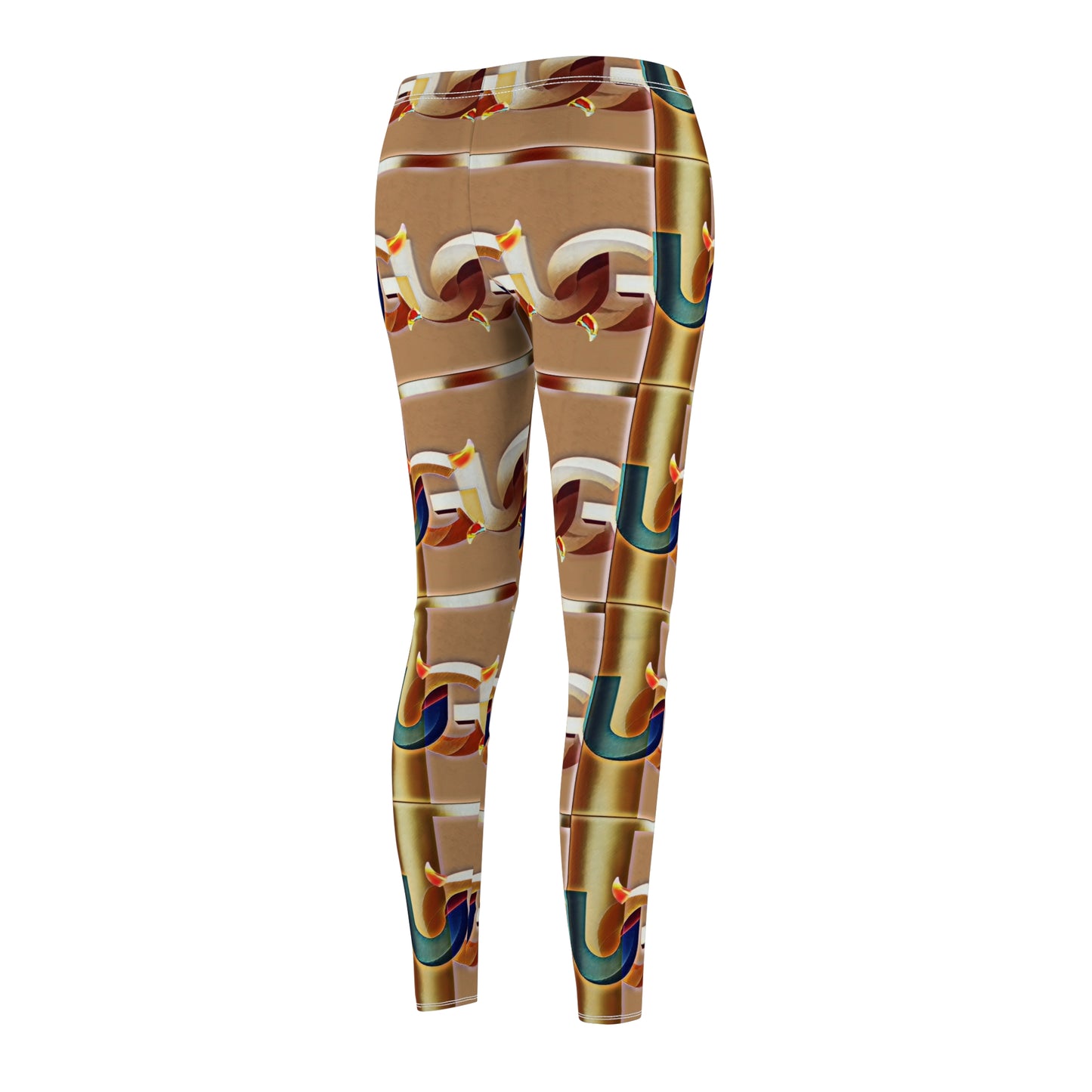 Ungodly Gold Chain-Link Pattern Leggings — Retro Brown Graphic Women's Leggings