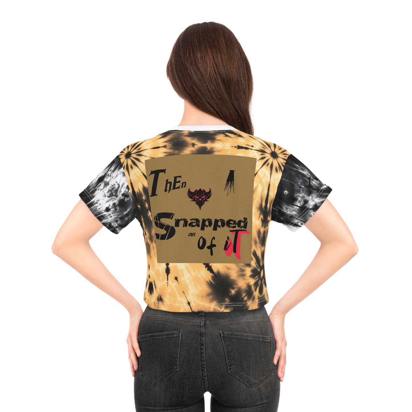 Trendy Tie-Dye Crop Tee with Playful Mushroom Graphics, Summer Fashion Top, Festival Wear, Gift for Friends, Edgy Casual Style