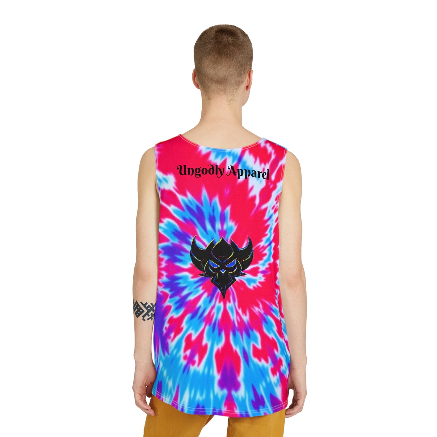 Men's Tie-Dye Tank Top - "Fireworks & F-Bombs" Design, Summer Party Outfit, Festival Wear, Casual Clothing, Gift for Him