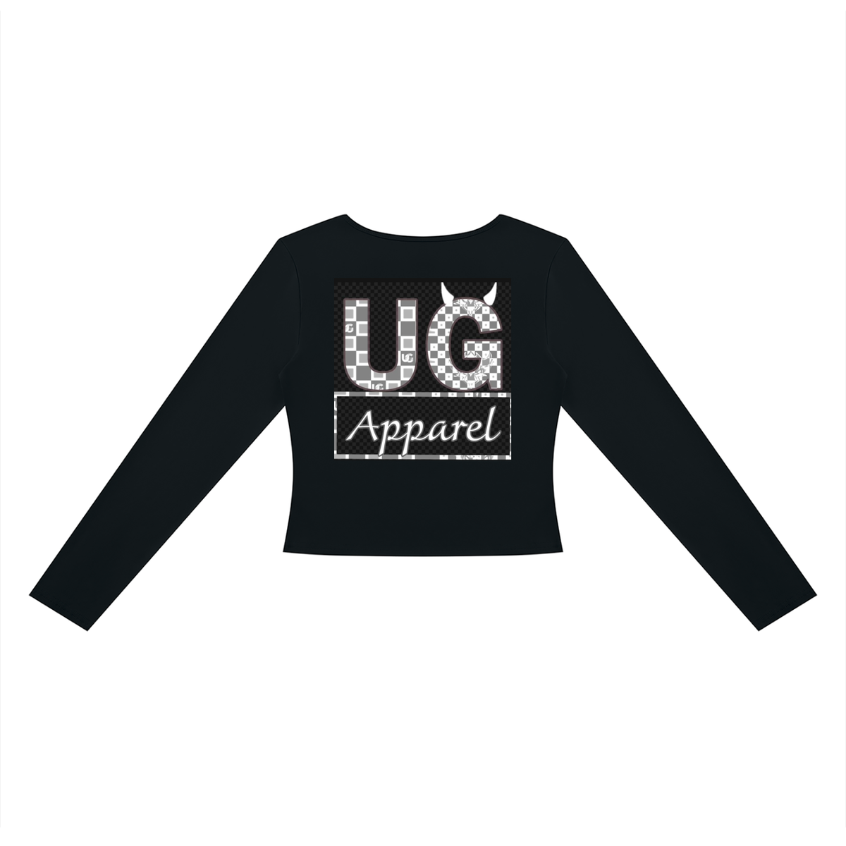 White checkerboard UG Apparel Women's Cutout Long Sleeve T-Shirt