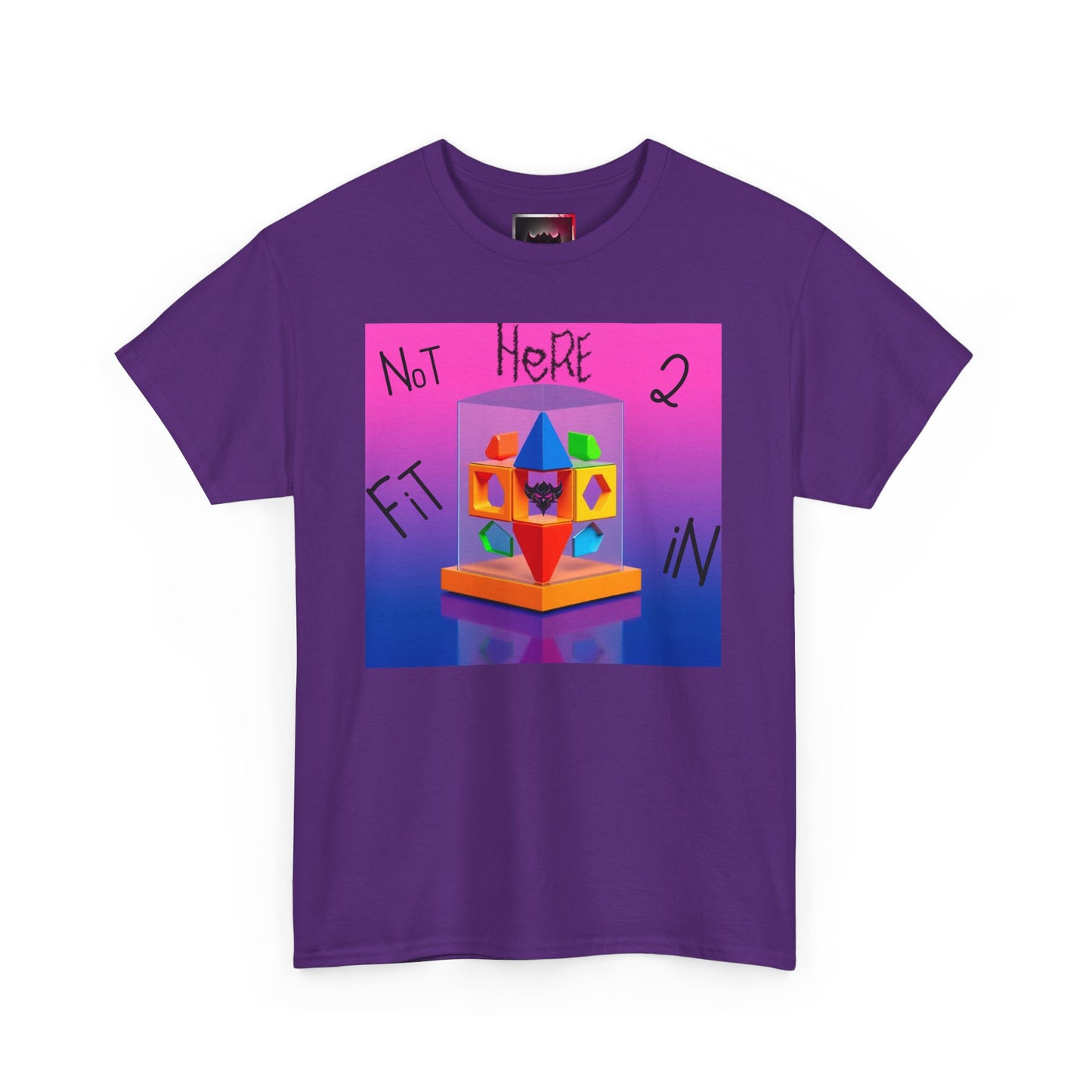 Unisex Heavy Cotton Tee - "Not Here 2 Fit In" Colorful Graphic Tee for Creative Souls