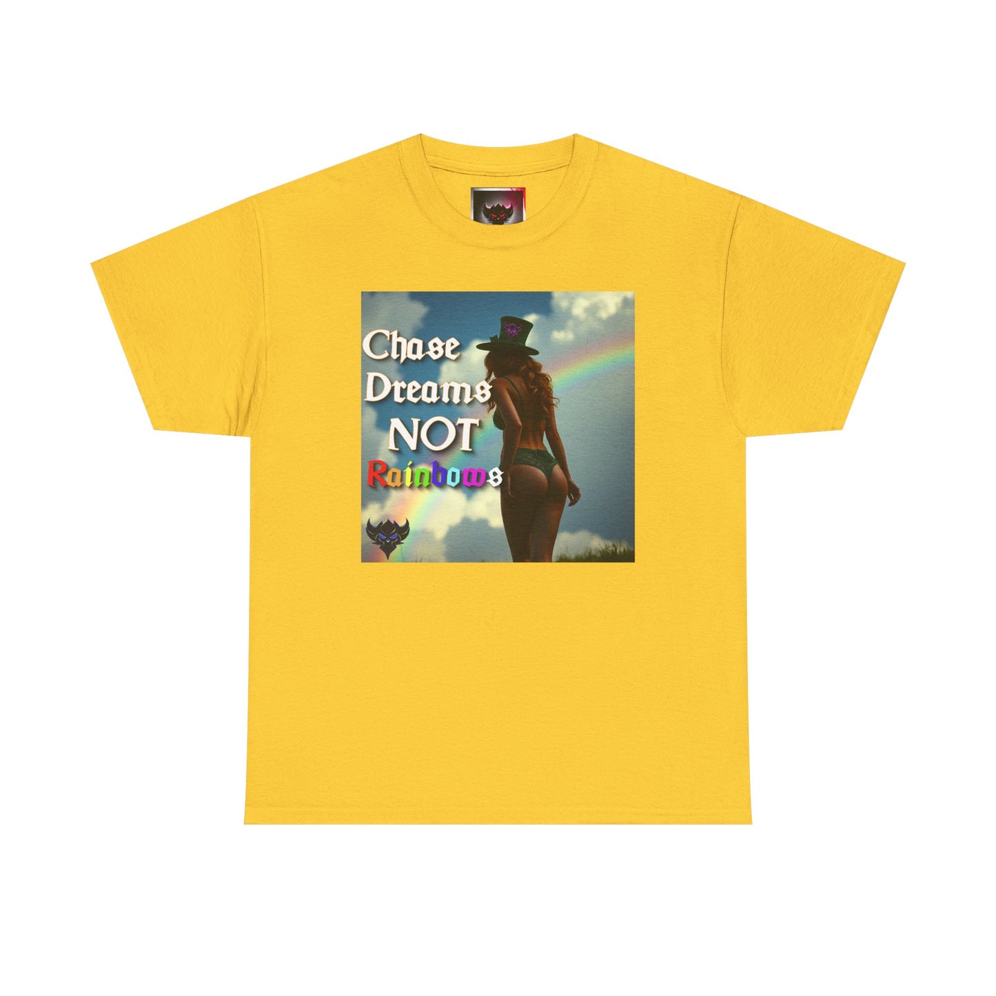"Chase Dreams NOT Rainbows" Unisex Heavy Cotton Tee - Inspirational Graphic T-Shirt for Dreamers & Free Spirits
