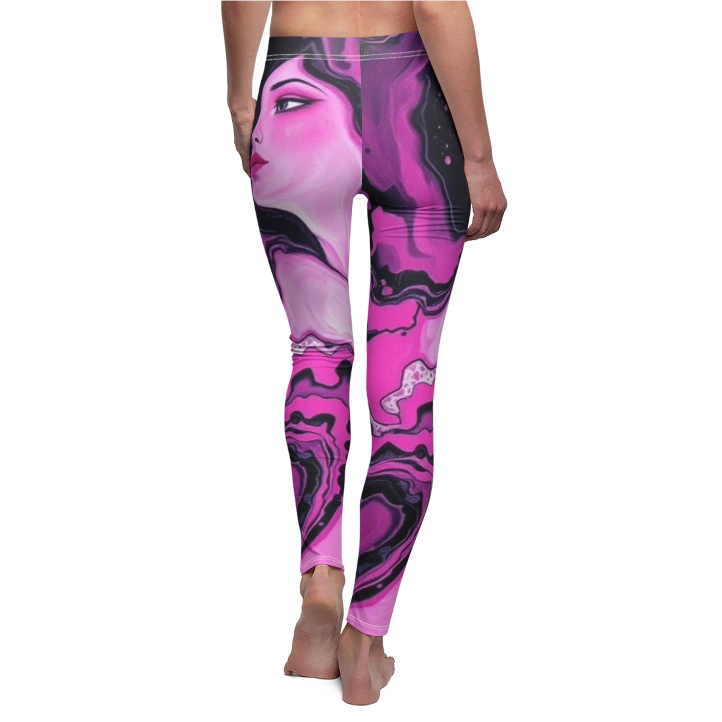 Pink Marble Face Leggings — Women's Artistic AOP Yoga & Casual Leggings