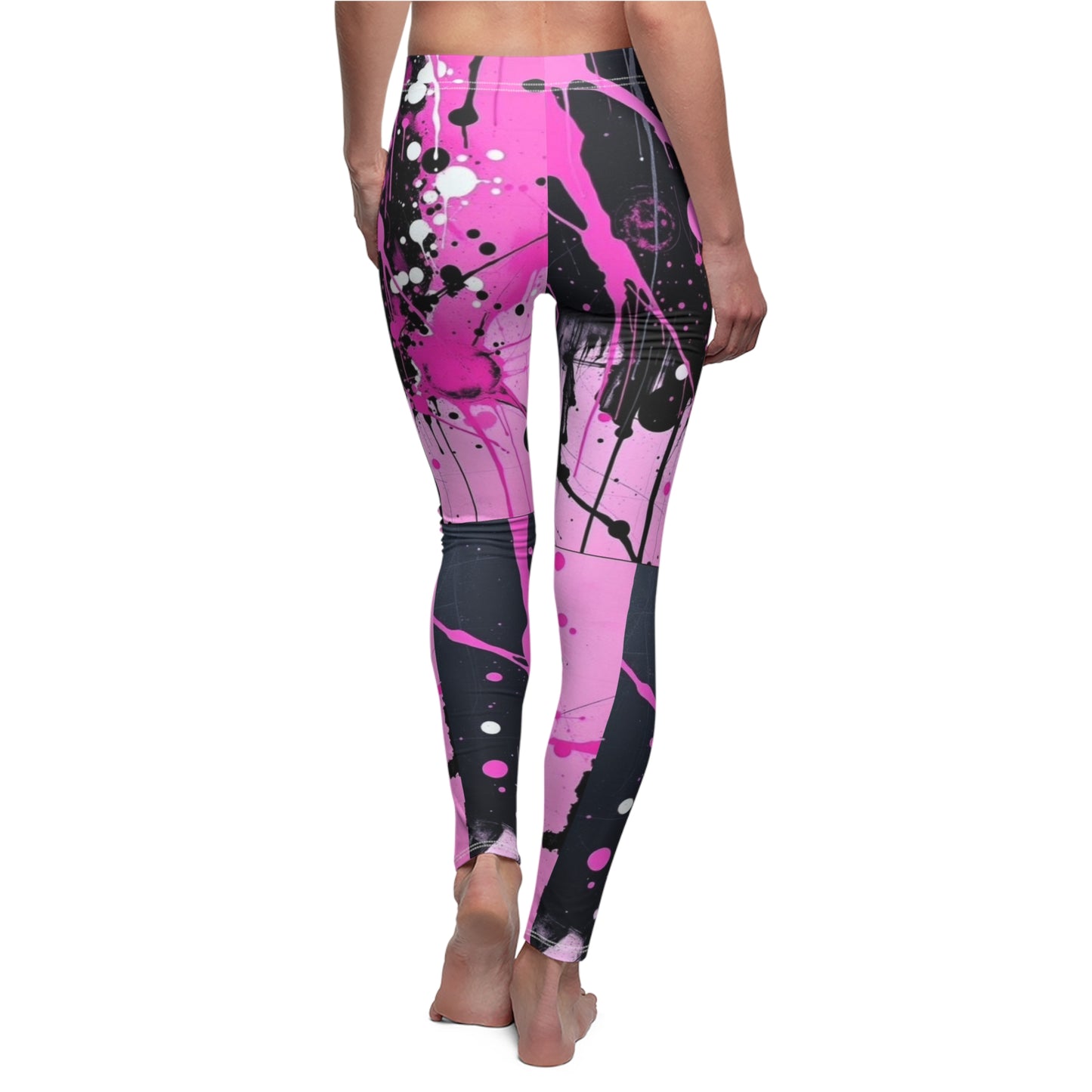 Pink Paint Splash Leggings — Women's Abstract Art Activewear