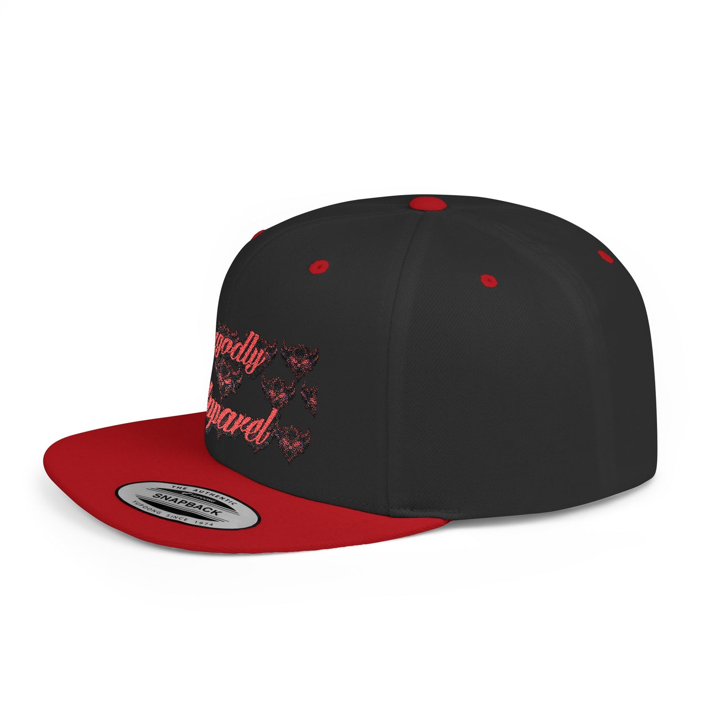 Embroidered Flat Bill Snapback Cap - Ungodly Apparel