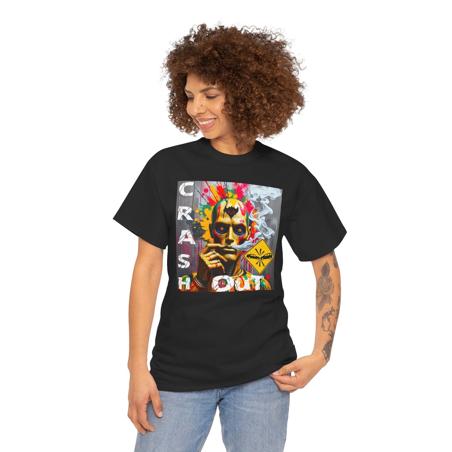 "Crash Out" Art Unisex Heavy Cotton Tee | Colorful Artistic Design for Creative Souls