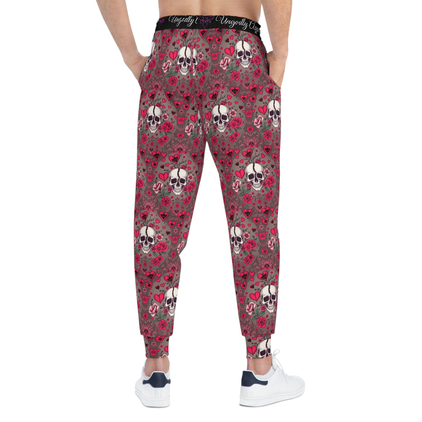Skull Heart Athletic Joggers - Edgy Comfortable Lounge Pants