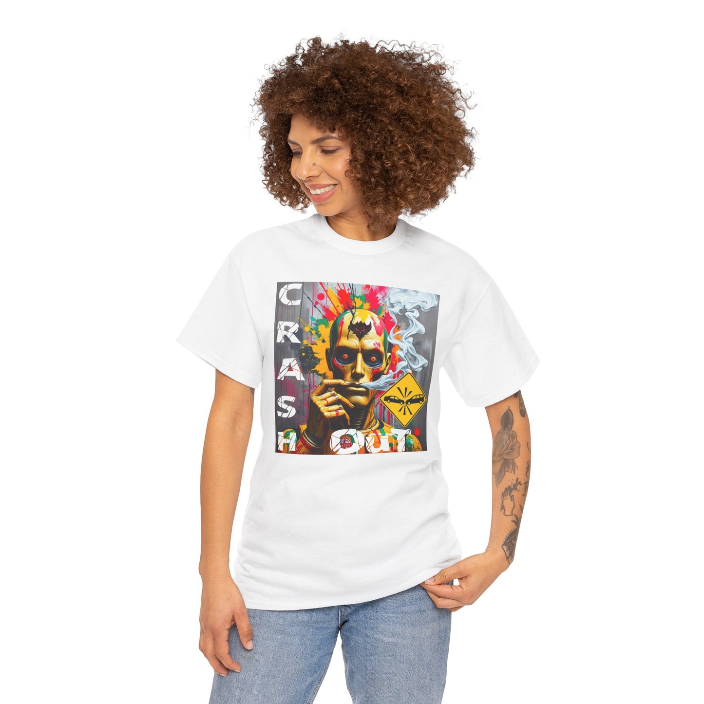 "Crash Out" Art Unisex Heavy Cotton Tee | Colorful Artistic Design for Creative Souls