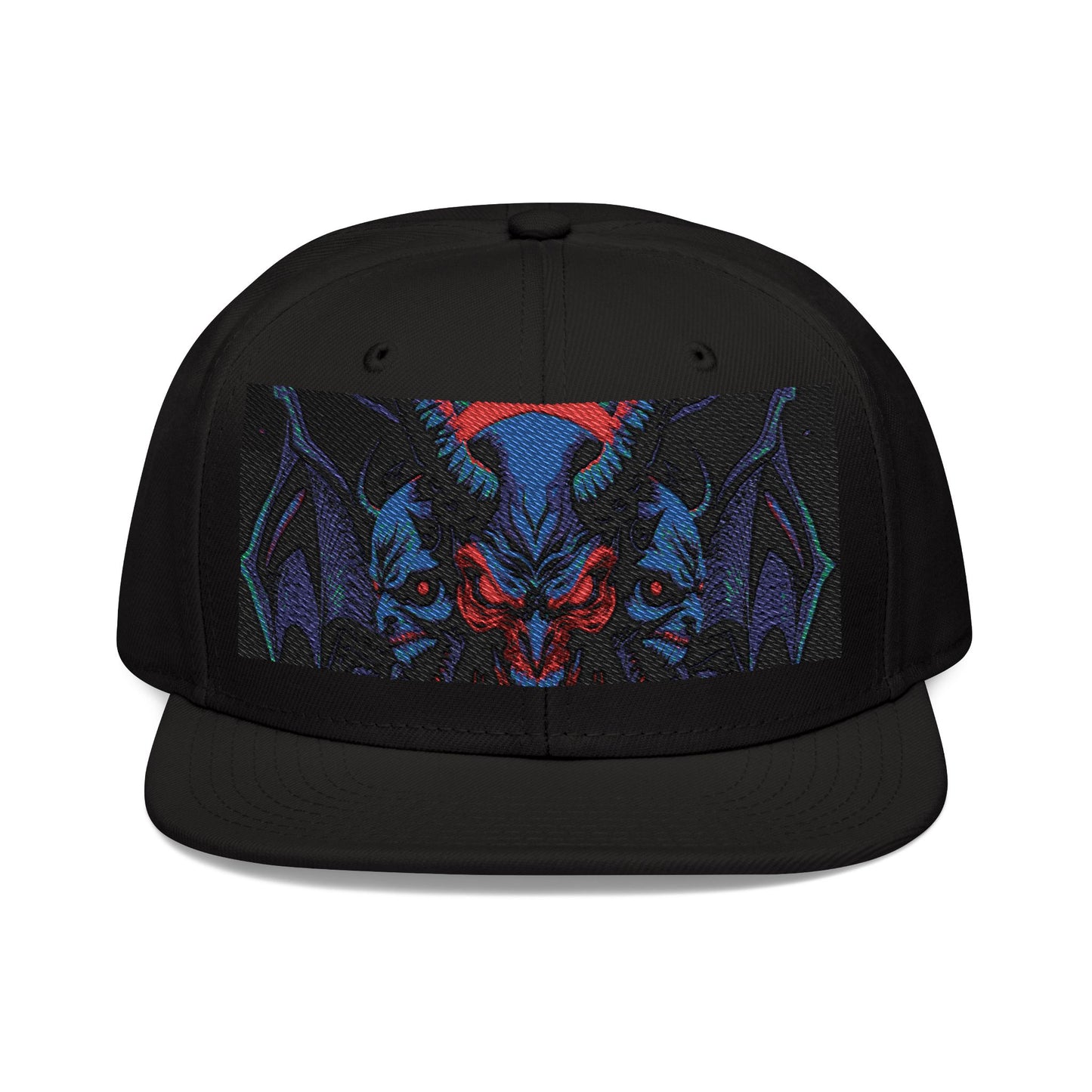 "Chill of Darkness" Embroidered Demon Snapback Cap - Edgy Streetwear Hat