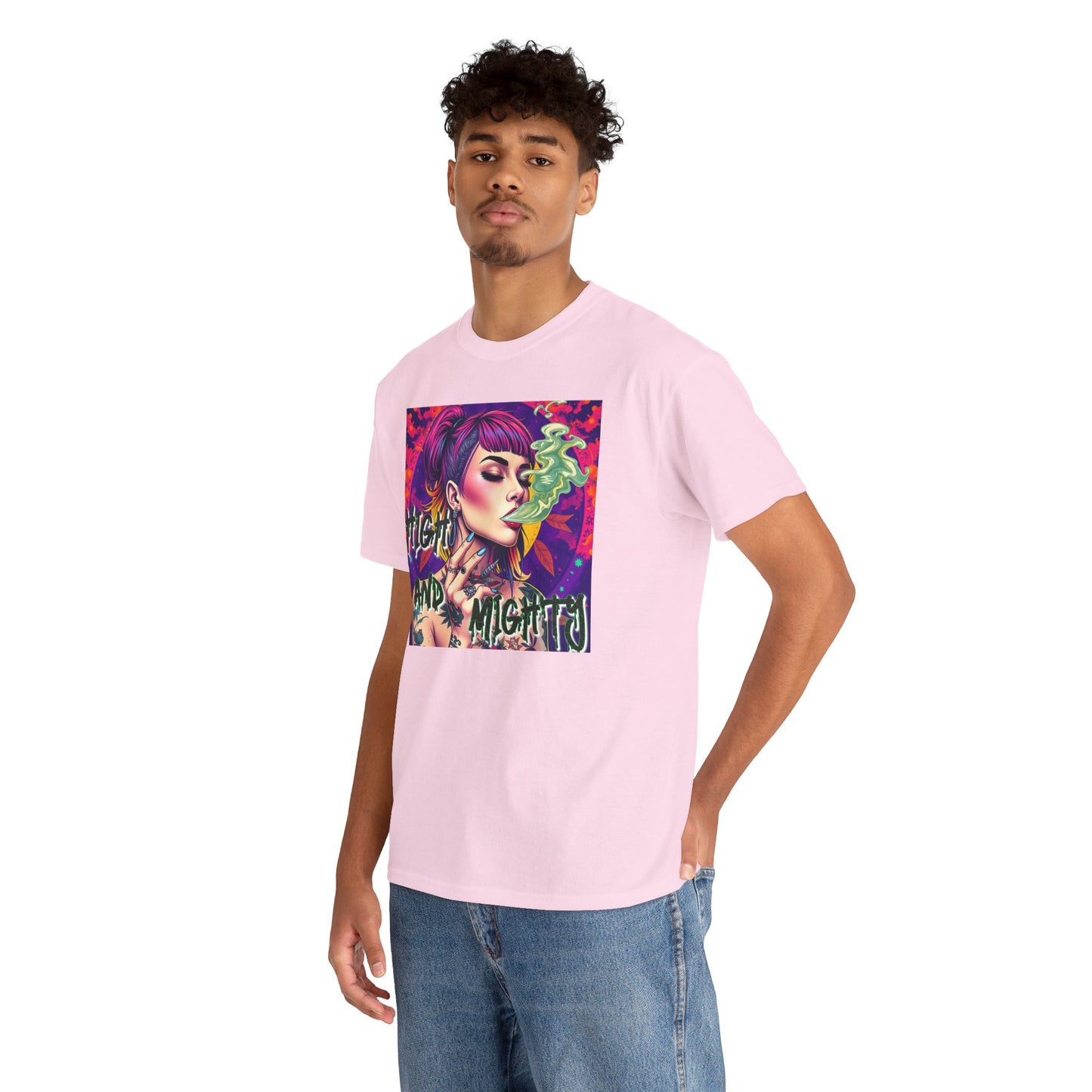 Chic Unisex Heavy Cotton Tee - 'High and Mighty' Graphic Shirt for Trendsetters