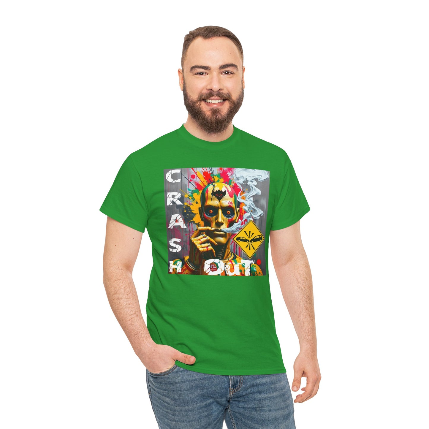 "Crash Out" Art Unisex Heavy Cotton Tee | Colorful Artistic Design for Creative Souls