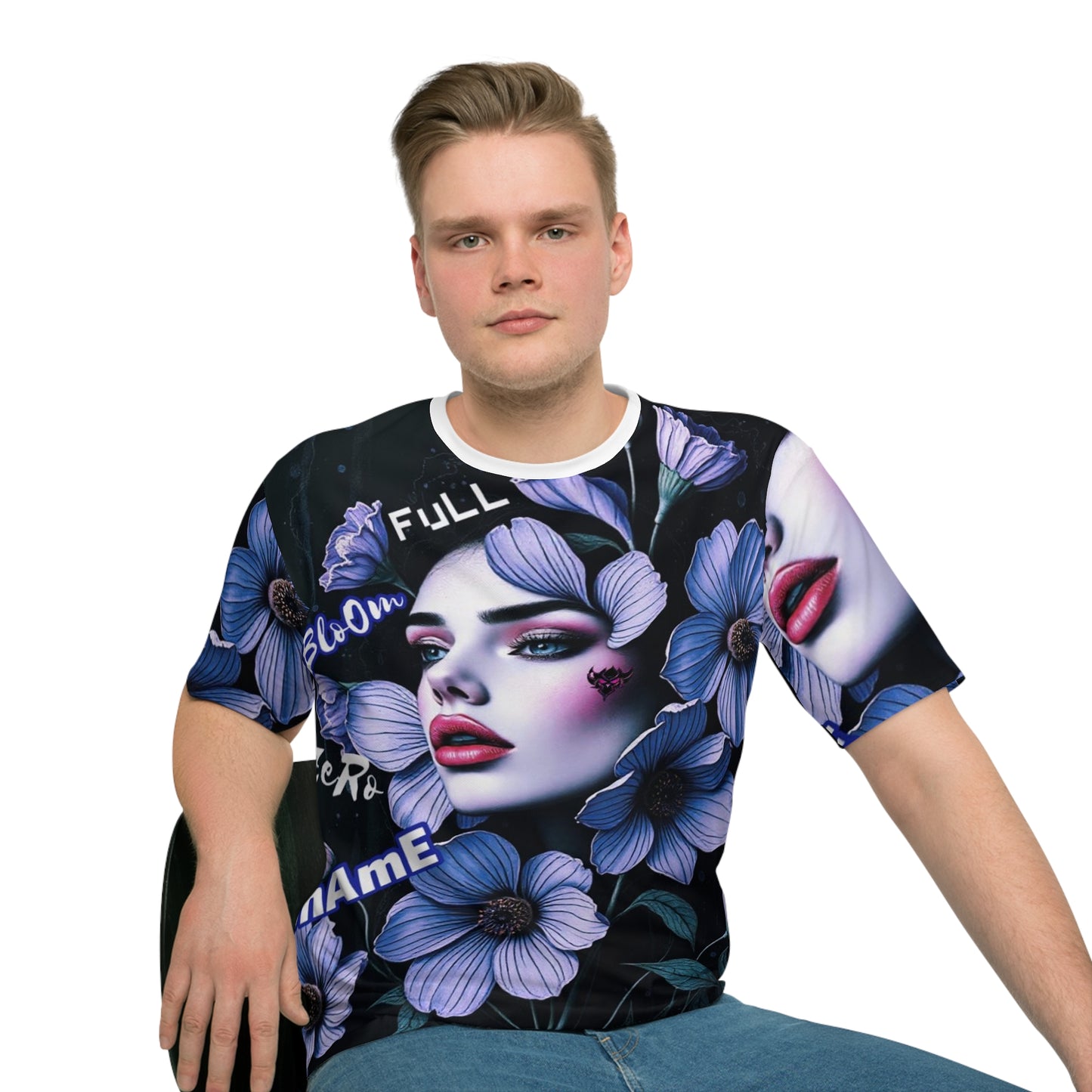 Stylish Floral Graphic T-Shirt - 'FULL BLOOM ZERO SHAME' Design