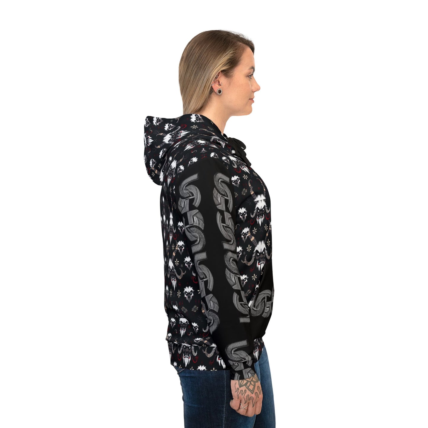 Krampus Athletic Hoodie — All-Over Print Gothic Sportswear