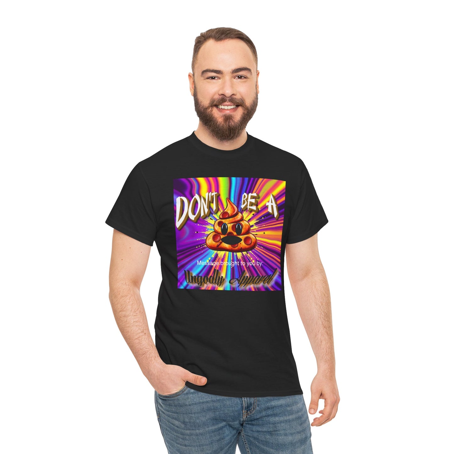 "Don't Be a Pizza Shit" Colorful Graphic Tee with Motivational Quote, Unisex Cotton Shirt for Casual Wear, Gift for Friends, Streetwear, Unique T-shirt