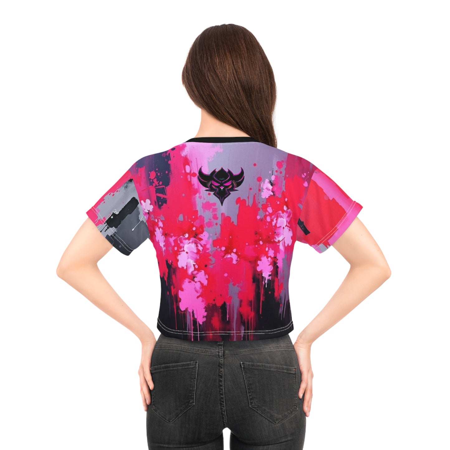 Aphrodite Graffiti Crop Tee — Bold Pink Goddess Art Top