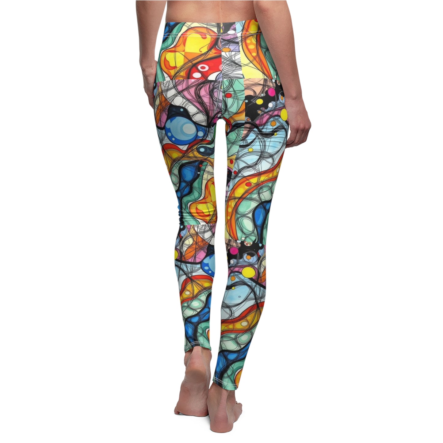 Abstract Colorwave Leggings — Women's Vibrant All-Over Print Yoga/Workout Leggings