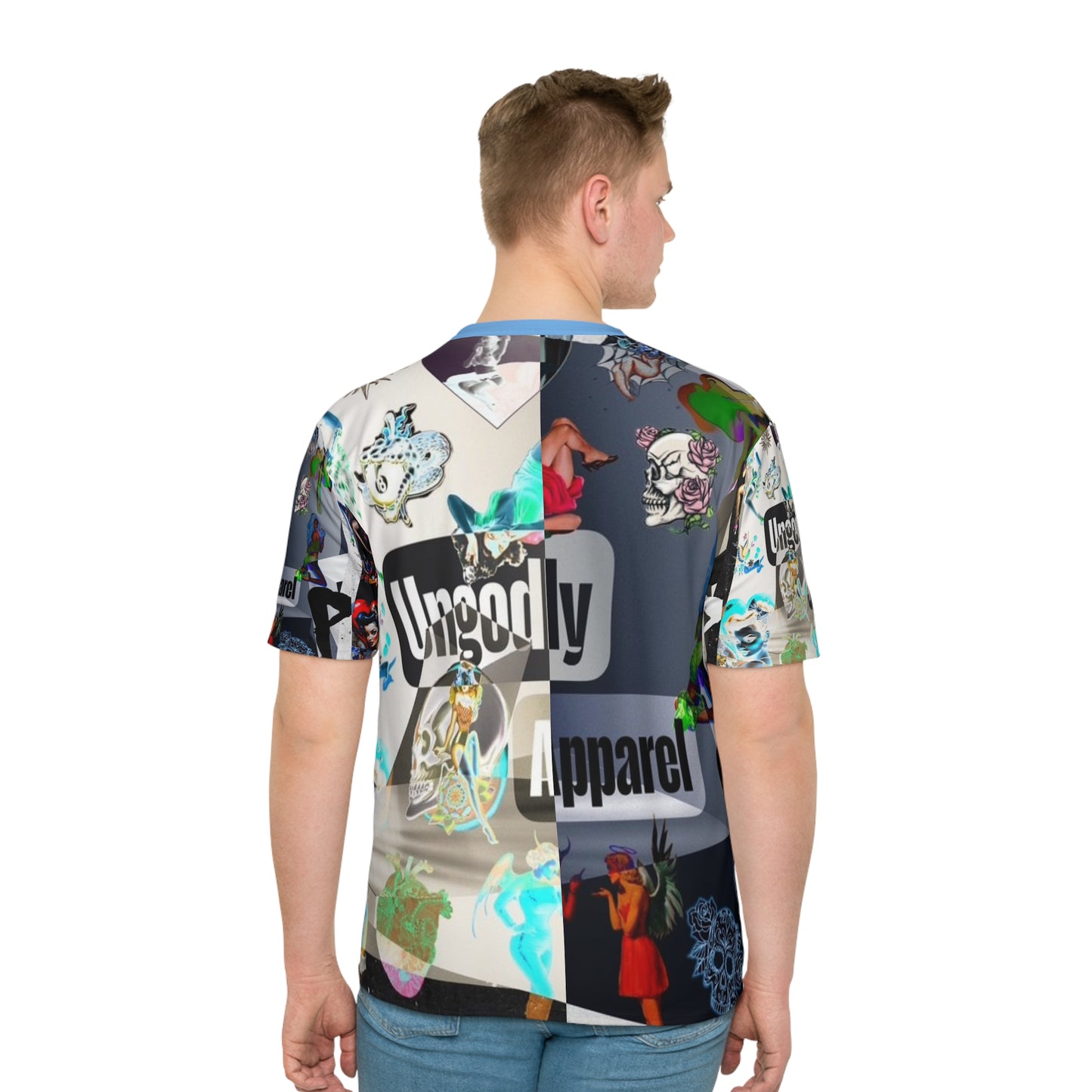 Ungodly Apparel Collage Graphic T‑Shirt — All‑Over Print Men's Loose Tee