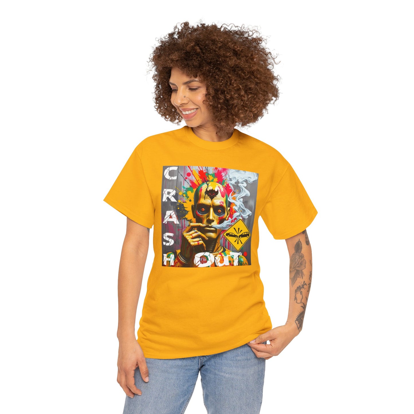 "Crash Out" Art Unisex Heavy Cotton Tee | Colorful Artistic Design for Creative Souls