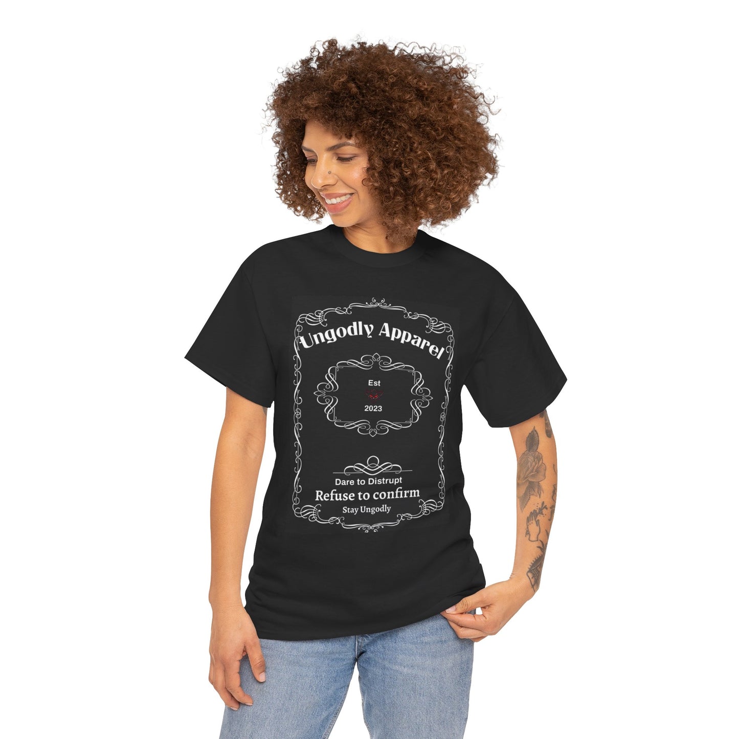 "Ungodly Whiskey" Unisex Heavy Cotton Tee - Bold Statement Tee for Expressive Souls