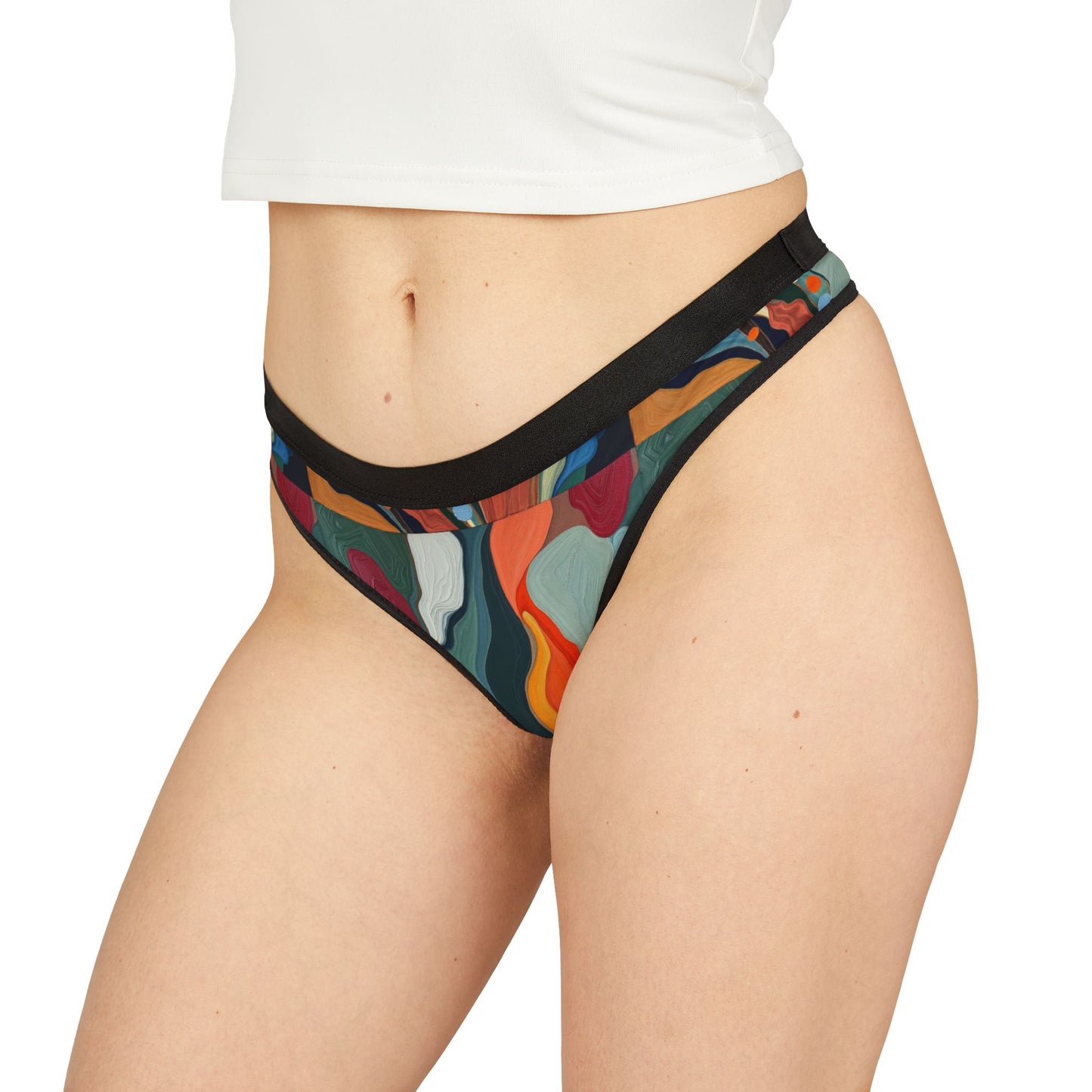 Artistic Women's Flower Thongs - Colorful Abstract Design for Comfort and Style