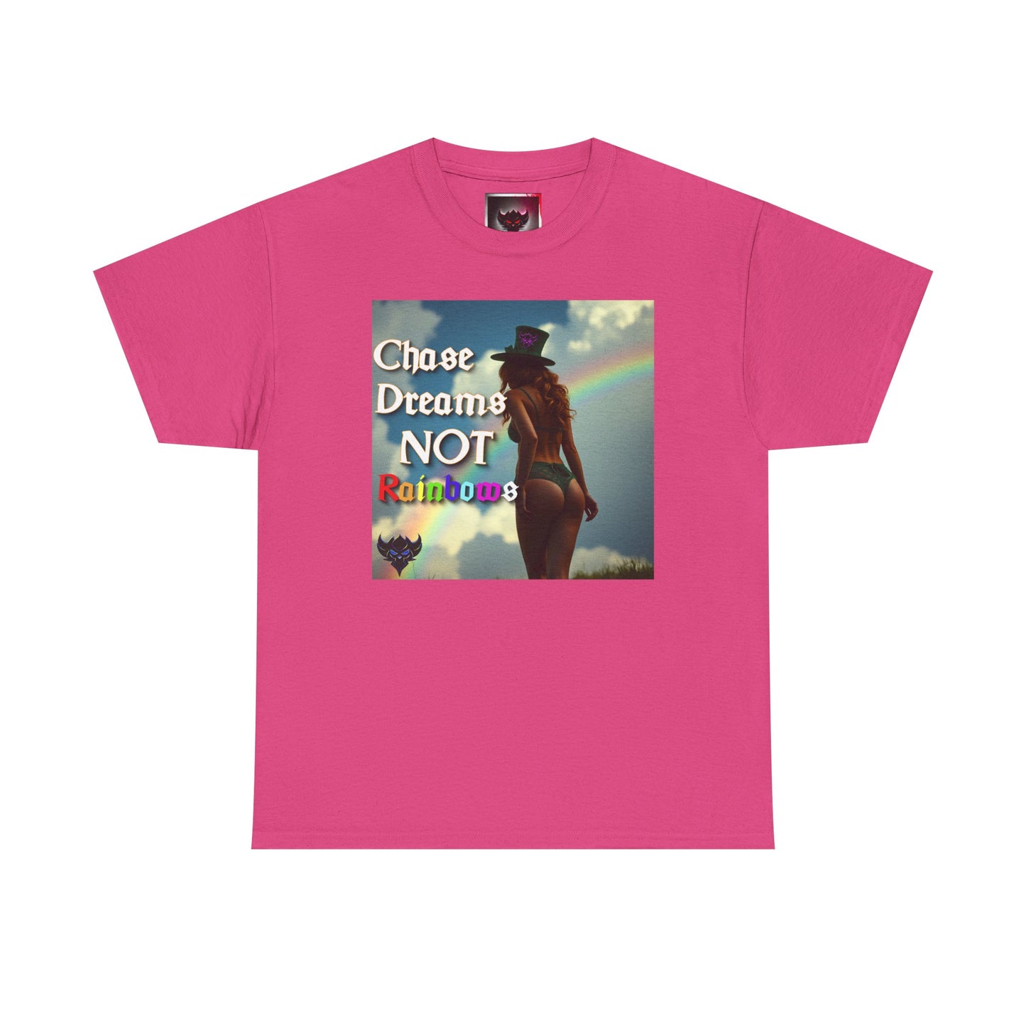 "Chase Dreams NOT Rainbows" Unisex Heavy Cotton Tee - Inspirational Graphic T-Shirt for Dreamers & Free Spirits
