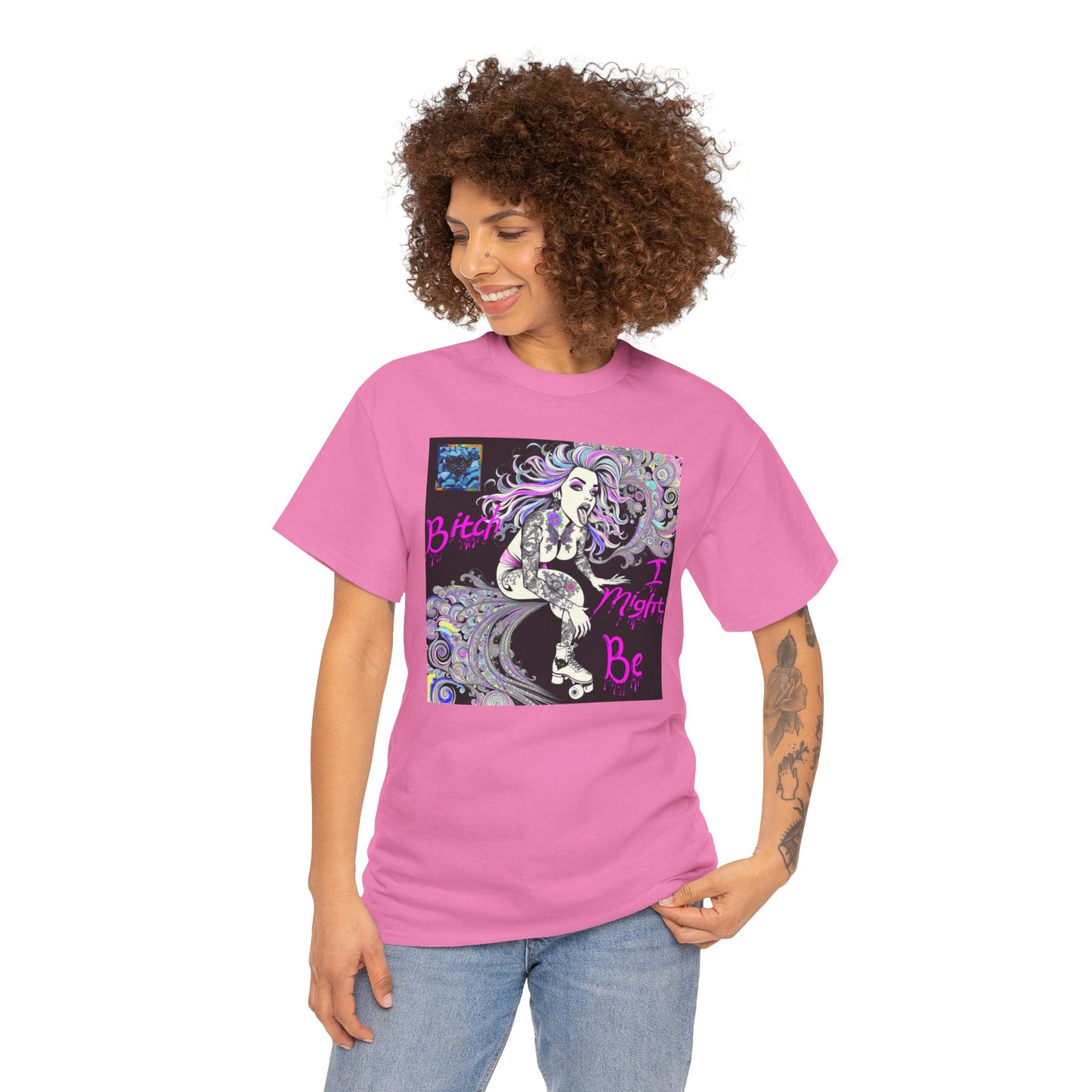 "Bitch I Might Be" Unisex Heavy Cotton Tee - Retro Skate Vibe