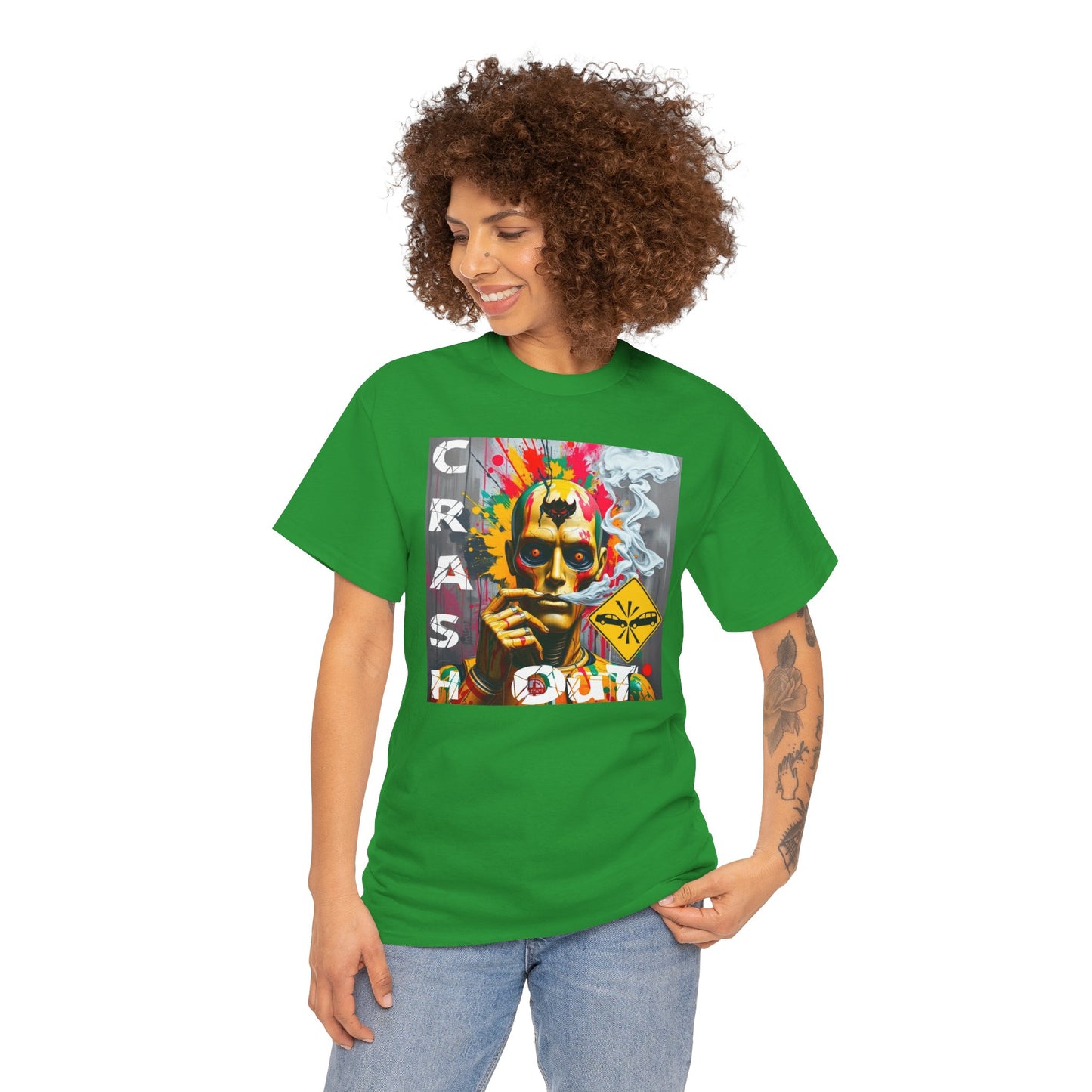 "Crash Out" Art Unisex Heavy Cotton Tee | Colorful Artistic Design for Creative Souls