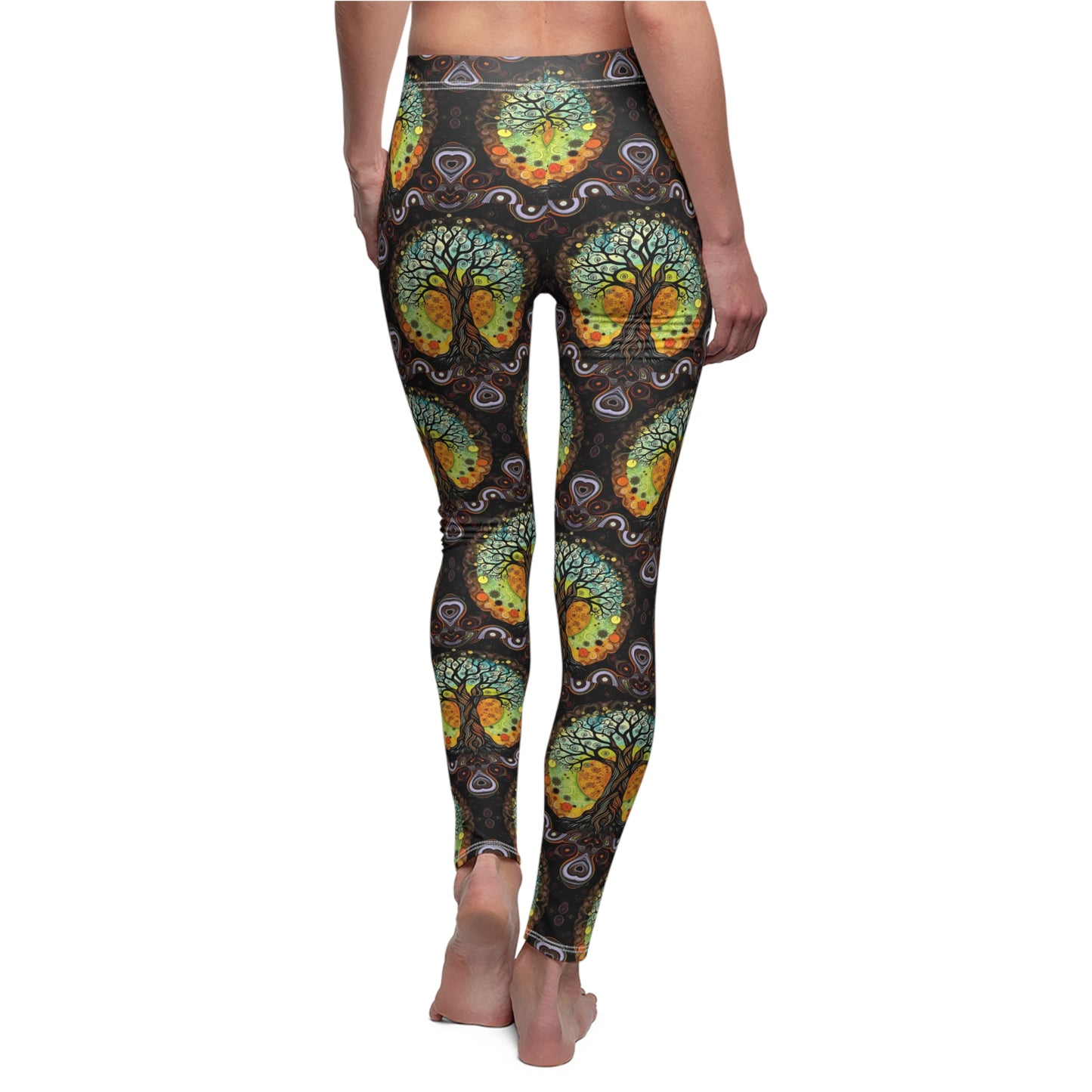 Vibrant "Tree of Life" Print Women's Casual Leggings - Comfort & Style for Everyday Wear