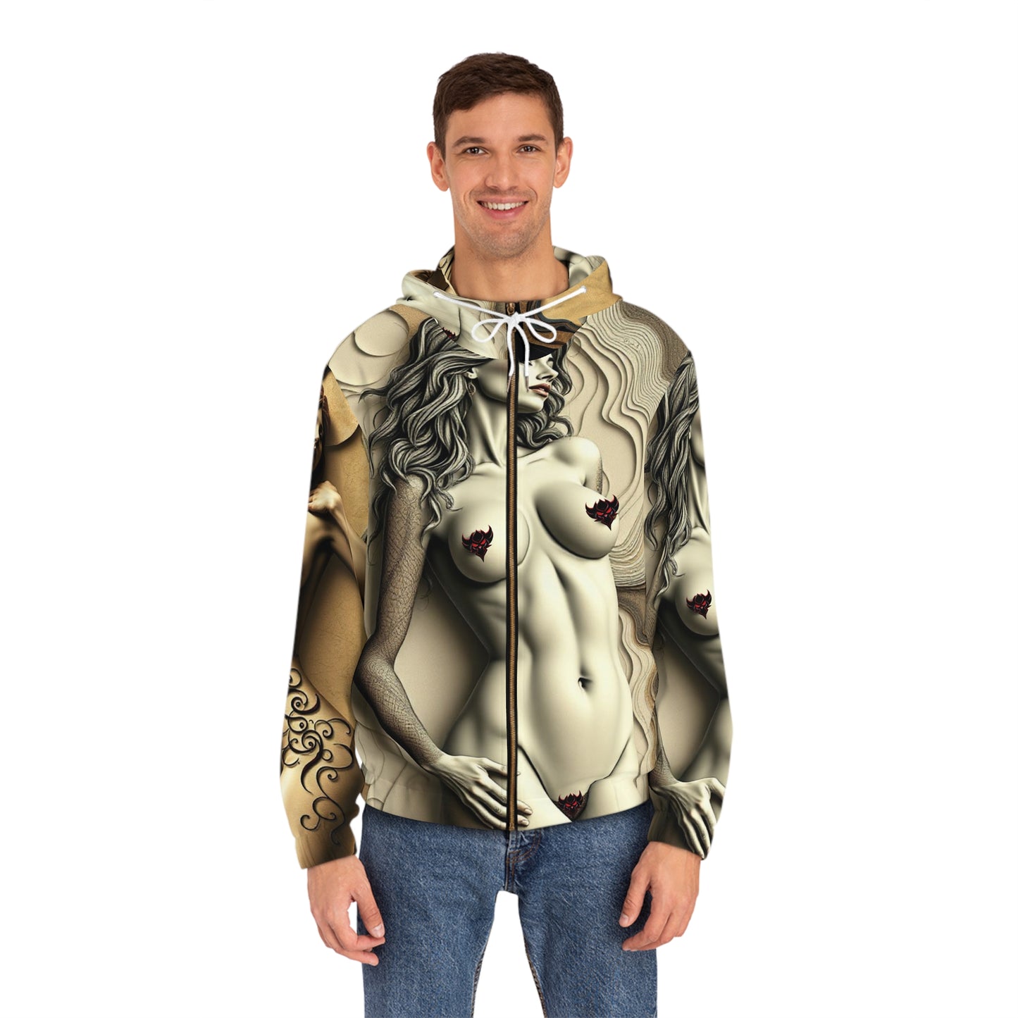 Artistic Unapologetic "Ungodly Goddess" Full-Zip Hoodie for Bold Expression