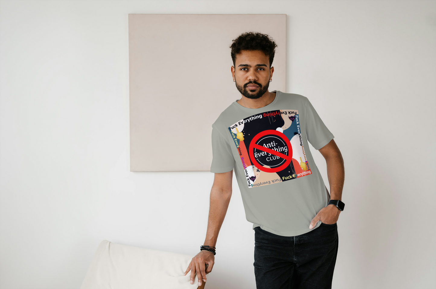 Unisex Heavy Cotton Tee, "Anti-Everything Club" Graphic Tee, Casual Wear, Streetwear, Gift for Friends, Statement T-Shirt