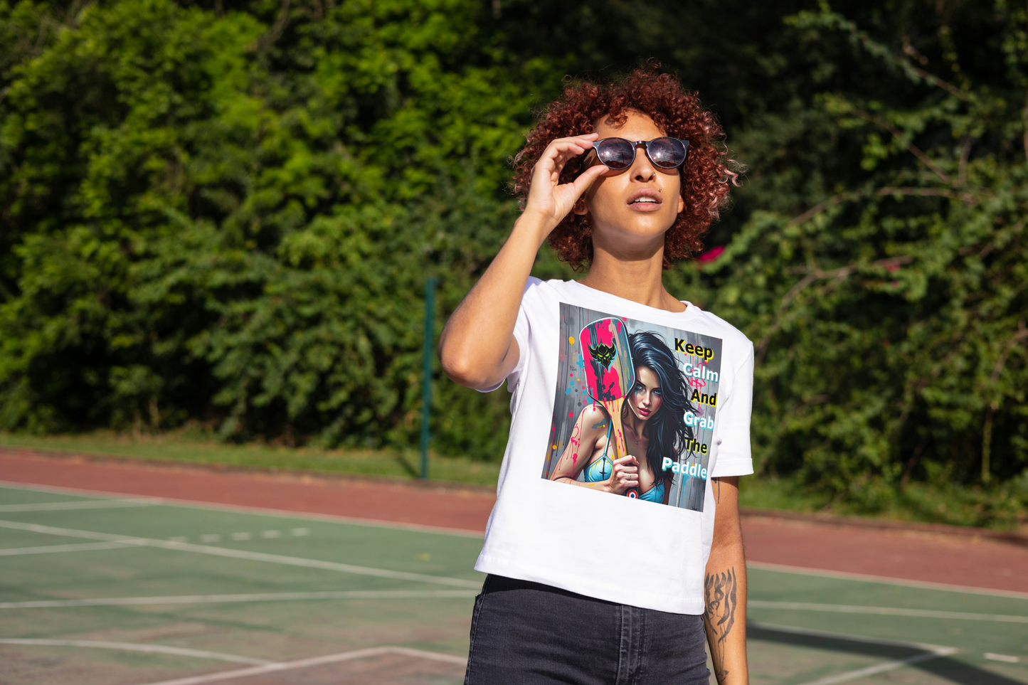 "Keep Calm and Grab the Paddle" Women's Softstyle Tee - Fun Graphic Shirt for Water Lovers