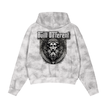 Built Different Dirty Washed Zip-Up Fleece Hoodie