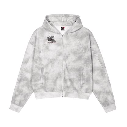 Built Different Dirty Washed Zip-Up Fleece Hoodie