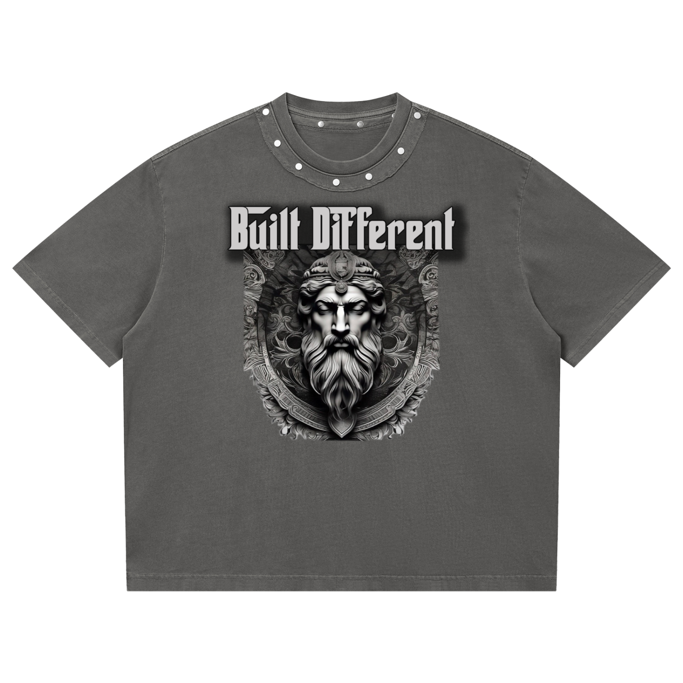 Unisex Washed Boxy Studded Built Different T-Shirt