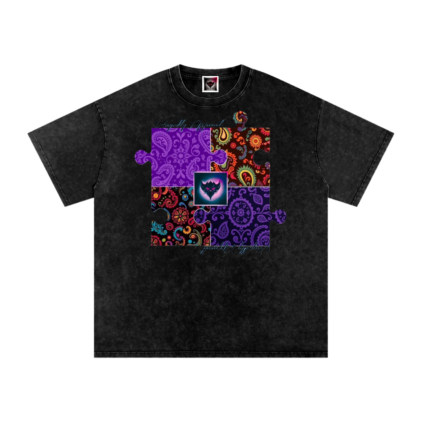 Snow Washed "Ungodly Puzzle" Oversized Cotton T-Shirt
