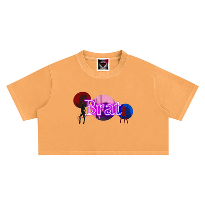 "Brat" Snow Washed Crop Top