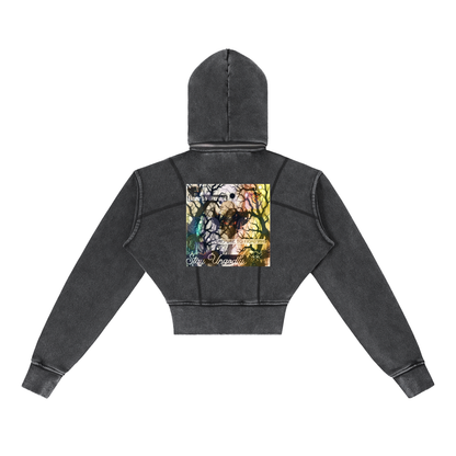 "Ungodly Apparel Slogan" Vintage Washed Cropped Fleece Hoodie