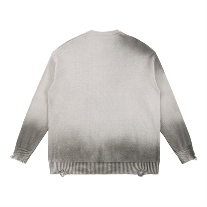 UG Apparel Grey Spiral Checkerboard Sun Fade Distressed Ripped Crewneck sweater