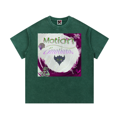 "Motion Over Emotions" Mineral Wash Waffle Knit T-Shirt