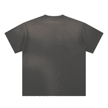 "Quiet Moves, Loud Results" Hand-Frayed Sunfade Paint Splatter T-Shirt