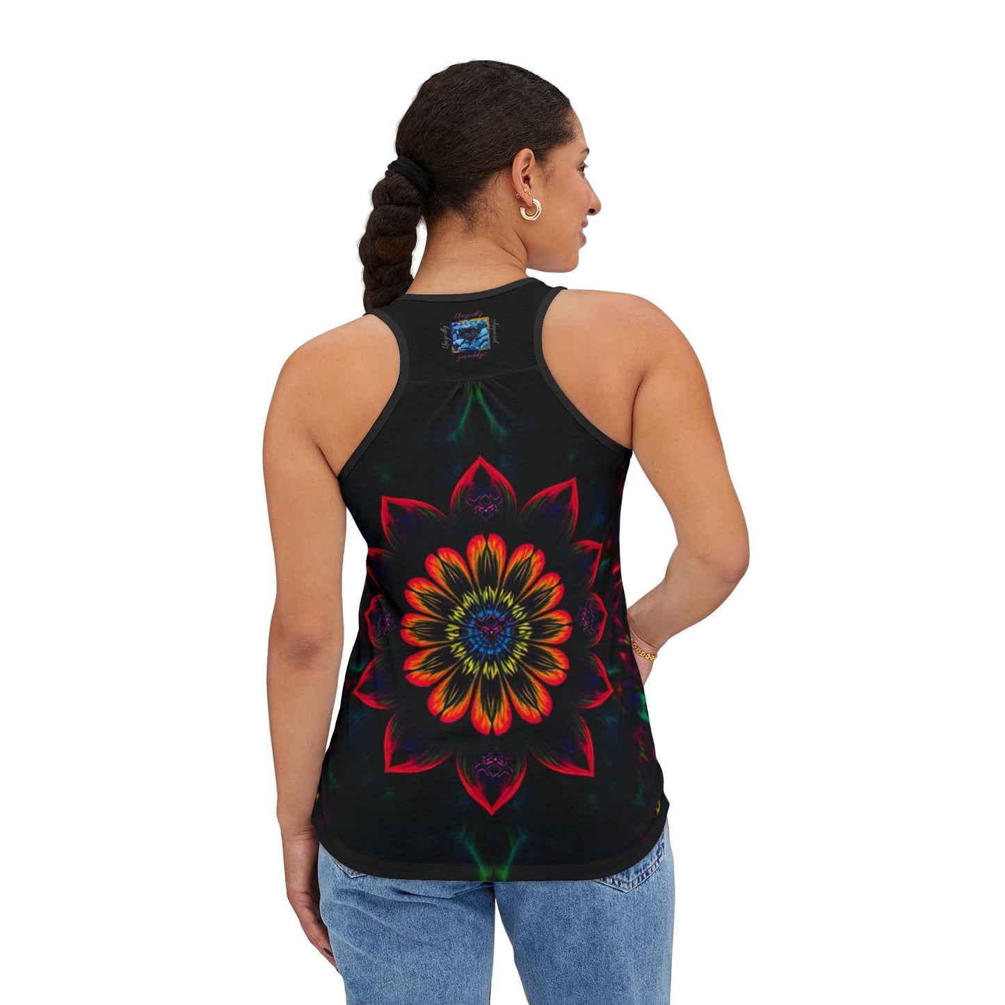 "Ungodly Floral Tie Dye Design" Floral Women's Tank Top, Boho Style, Summer Fashion, Vacation Wear, Festival Top, Spiritual Gift