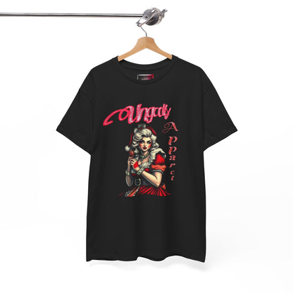 Vintage Pin-Up 'Ms Claus' Tee — Retro Rockabilly Cotton T-Shirt