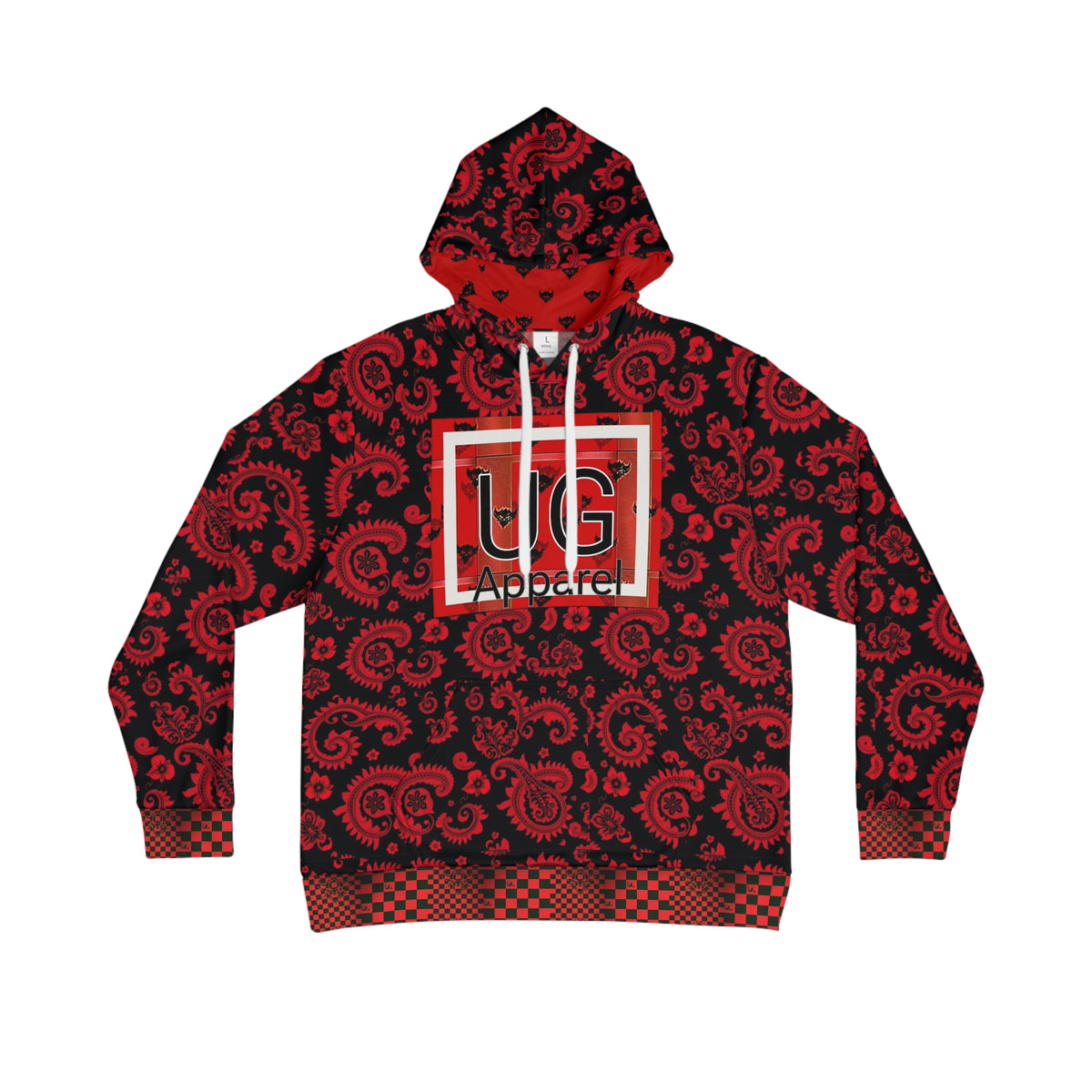 "UG Apparel Red and Black Paisley" Men's Hoodie