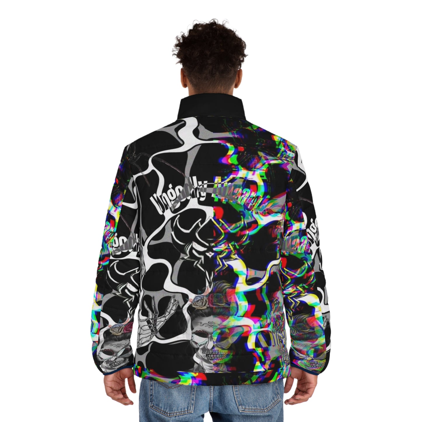 Men's Ungodly Skull Glitch Puffer Jacket