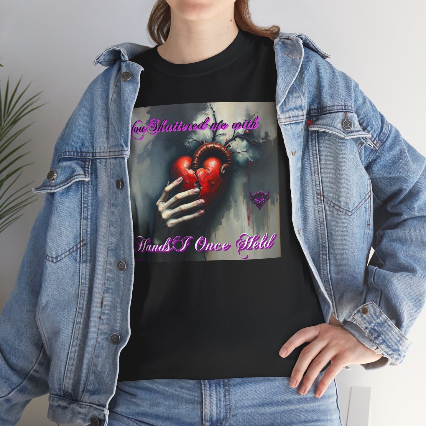 "You Shattered Me with Hands I Once I Held" Heartfelt Unisex Heavy Cotton Tee - Perfect for Valentine's Day & Everyday Wear