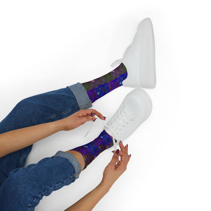 Purple Mosaic Sublimation Socks — Vibrant Geometric Crew Socks